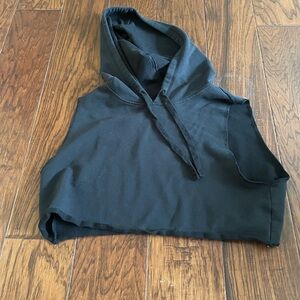 Black Sleeveless Hoodie